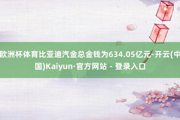 欧洲杯体育比亚迪汽金总金钱为634.05亿元-开云(中国)Kaiyun·官方网站 - 登录入口